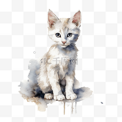 手绘水彩动物小猫