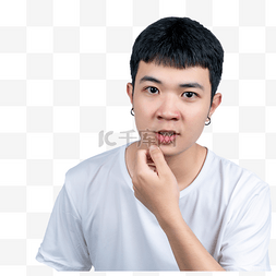 青春素描图片_青春男性摸下巴动作