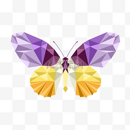 蝴蝶赤坂图片_紫色黄色几何风格多边形低聚彩色