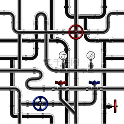 管道背景图片_现实的钢管系统无缝模式在白色背