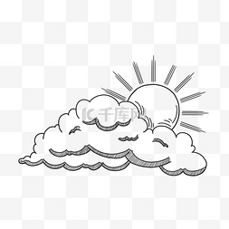 遮住太阳的雕刻风格云朵天气