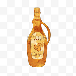 黄色水彩糖浆瓶子插图
