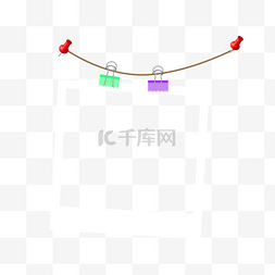 白色相框相框图片_绳子悬挂白色宝丽来相框