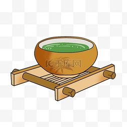 木质茶碗托盘日本茶壶和杯子