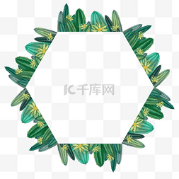 绿色多边形边框图片_水彩仙人掌植物多边形边框