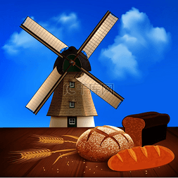 面包排版图片_面包和小麦背景图
