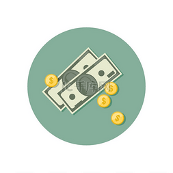 绿色金融插图图片_美元在平面样式中的钱图标。