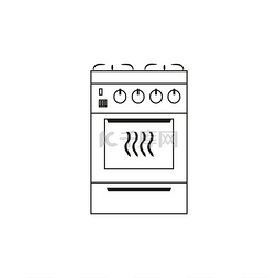 炉子、烤箱、线条艺术、图标