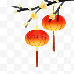 中秋图片_中秋中秋节黄色花朵树枝灯笼