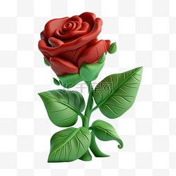 立体黏土图片_3D立体黏土质感花朵红玫瑰