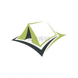 防水图标图片_露营绿色三角形帐篷隔离图标矢量