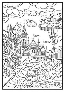 自然背景上城堡的图形插图 9