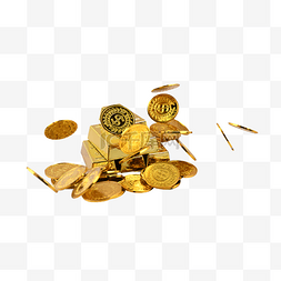 黄金货币图片_金子黄金货币财富金条堆