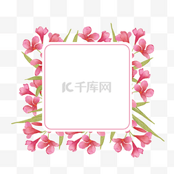 绿色方形背景图片_水彩夹竹桃花卉方形边框