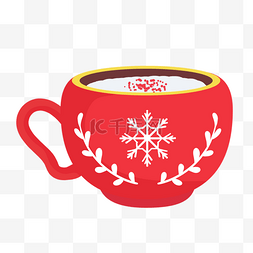 清新卡通食物图片_杯子咖啡红色雪花圣诞节日卡通图