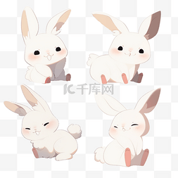 卡通小白兔可爱图片_卡通可爱动物贴纸装饰笑兔子小白