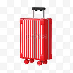 红色C4D立体夏日沙滩行李箱