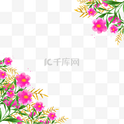 紫红色花卉图片_水彩婚礼紫红色花卉边框