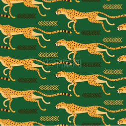 豹子画师图片_与奔跑的猎豹、豹子的无缝模式。