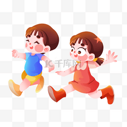 儿童奔跑玩耍