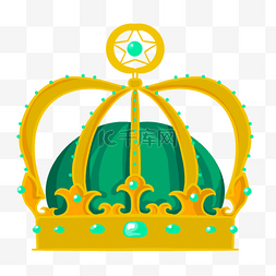 黄金和钻石图片_绿色冒顶和宝石卡通金色皇冠