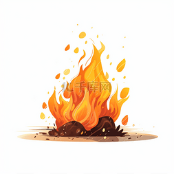 蛇在火堆旁图片_燃烧的火堆火焰元素