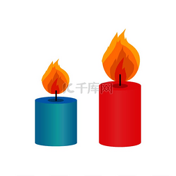 两个小装饰蜡烛，白色背景上孤立