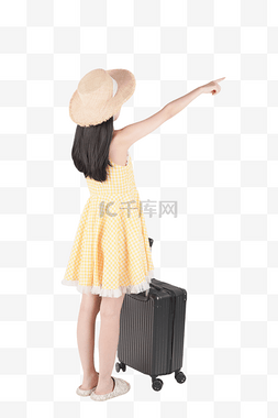 拿着行李箱的女生图片_夏天夏季度假女孩背影