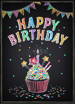 生日蛋糕卡图片_生日邀请卡。用蜡烛的生日蛋糕