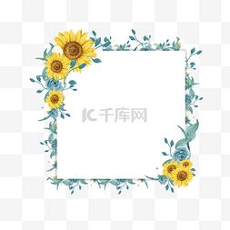 手绘向日葵花卉图片_向日葵花卉方形边框