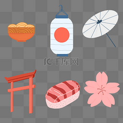 日本寿司灯笼图片_日系拉面灯笼雨伞和风