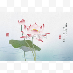 荷花图片_中国水墨画艺术背景,在池塘里种