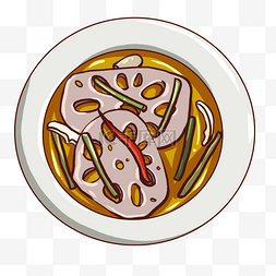 素食主义卡通图片_素食主义沙拉素菜藕片食物