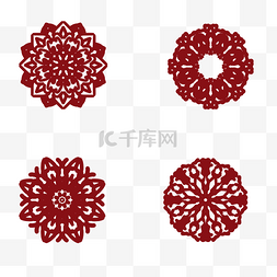 中国风艺术纹理图片_圆形窗花组合中式花纹剪纸图案