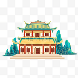 中国风国潮山青山建筑