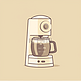 奶油系扁平咖啡机卡通小家电