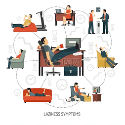 懒惰症状信息图带有懒惰症状流程