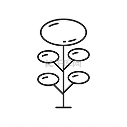 单色形状图片_几何椭圆形状和细线的树孤立的轮