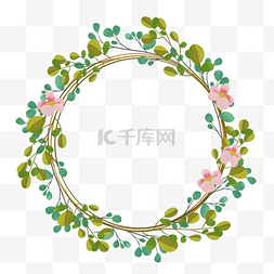 绿色水彩风格小植物婚礼花环