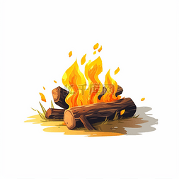 燃烧木头的火焰元素