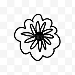 线描花卉黑白图片_复活节涂鸦线描风花卉