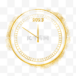 金色时钟圆形图片_春节跨年倒计时时钟2023钟表时间