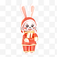 3D立体C4D卡通可爱红色兔子手拿红包3D元素兔年