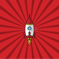 太空船火箭复古红色主题太空船火