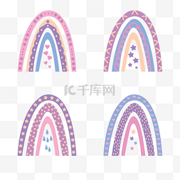 亚热带叶子图片_可爱紫色波西米亚风格彩虹