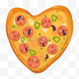 香肠披萨图片_爱心香肠披萨卡通