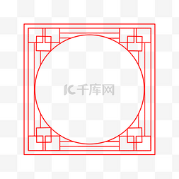 红色中国风格方形边框