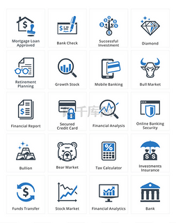 金融系列图标图片_个人及商业金融图标设置 1-蓝色系