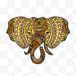 彩色象头神印度大象漂亮禅绕画