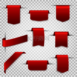 红色促销贴纸图片_红色丝绸标签空白折扣价格标签销